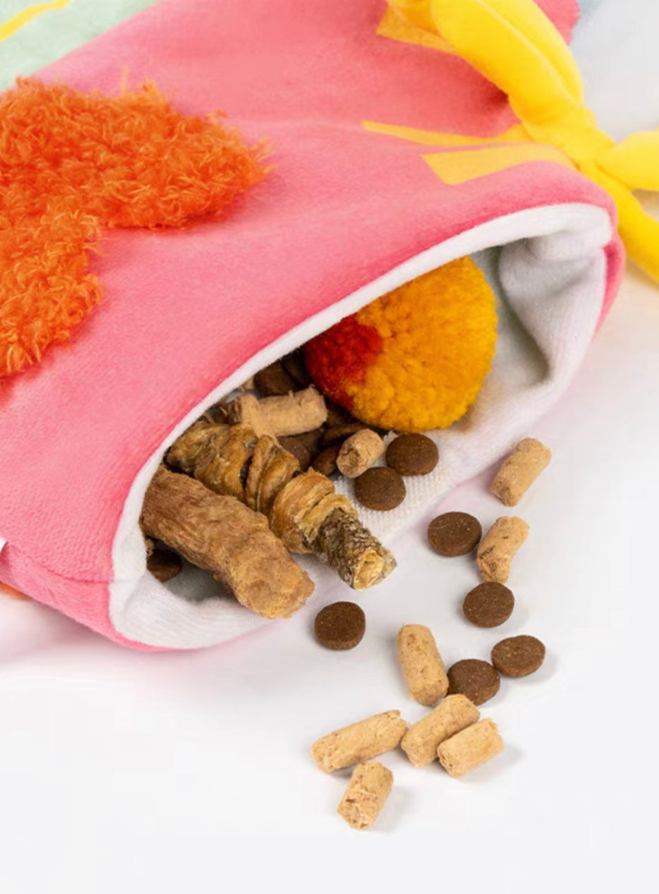 Sock shaped sniffing toy