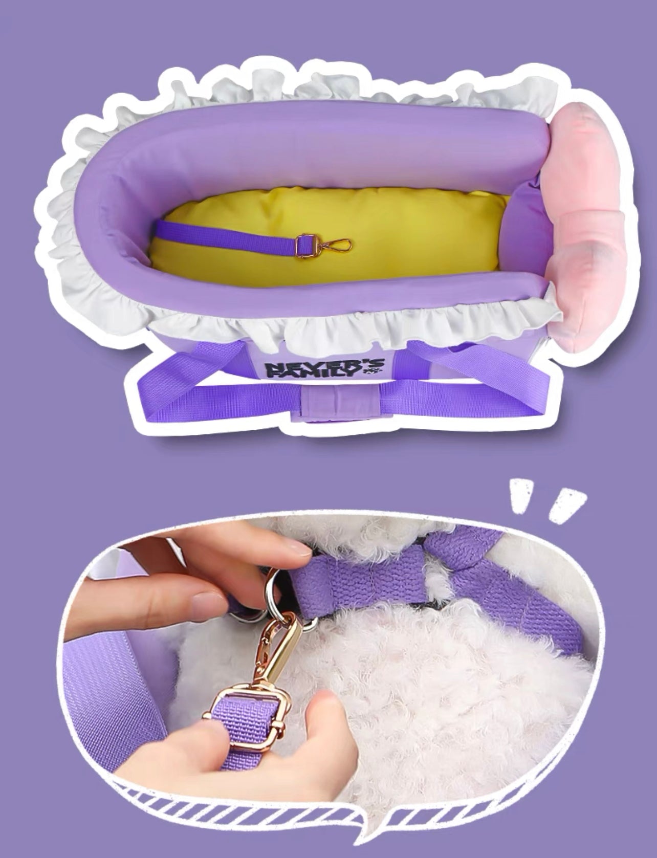 2 in 1 purple pet car booster and carrier