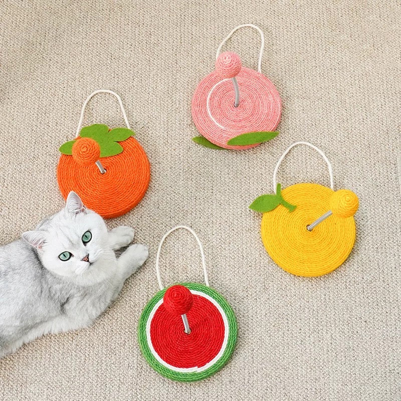 Cat scratching pad with teasing ball