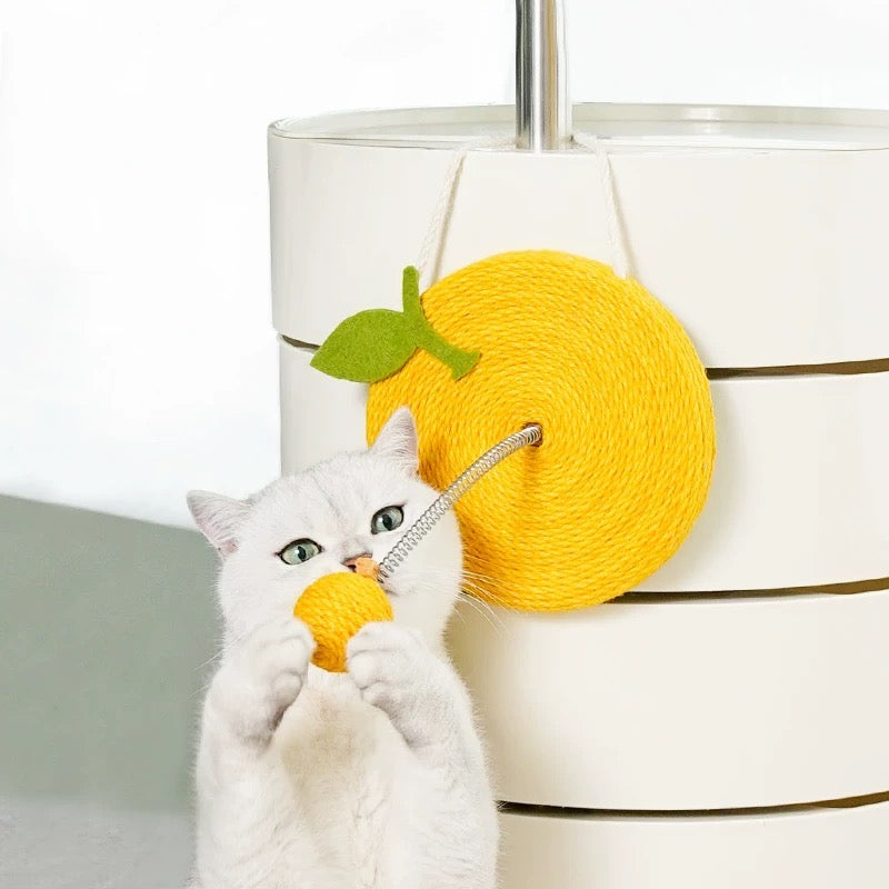 Cat scratching pad with teasing ball
