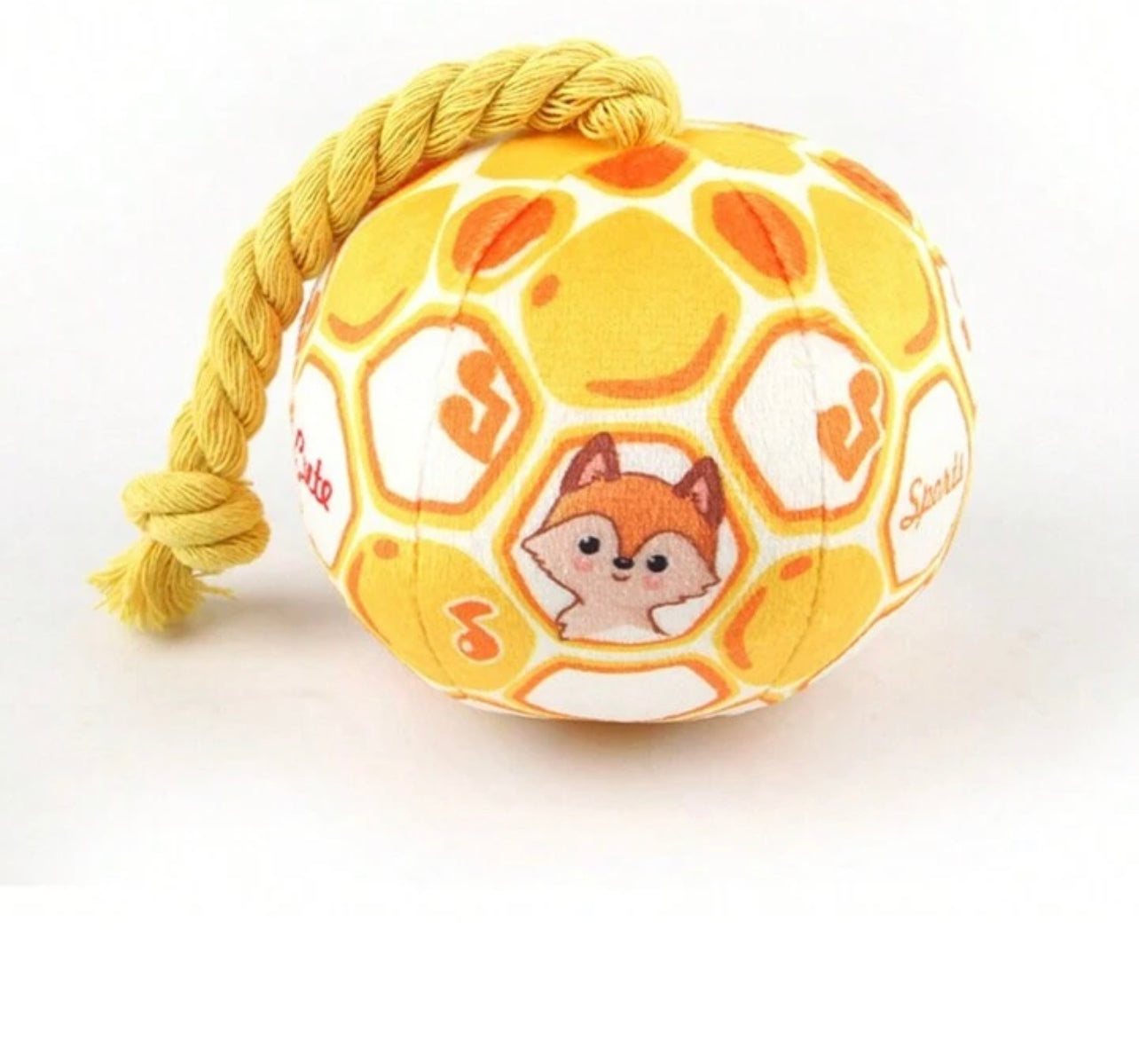 Pet football toy with rope