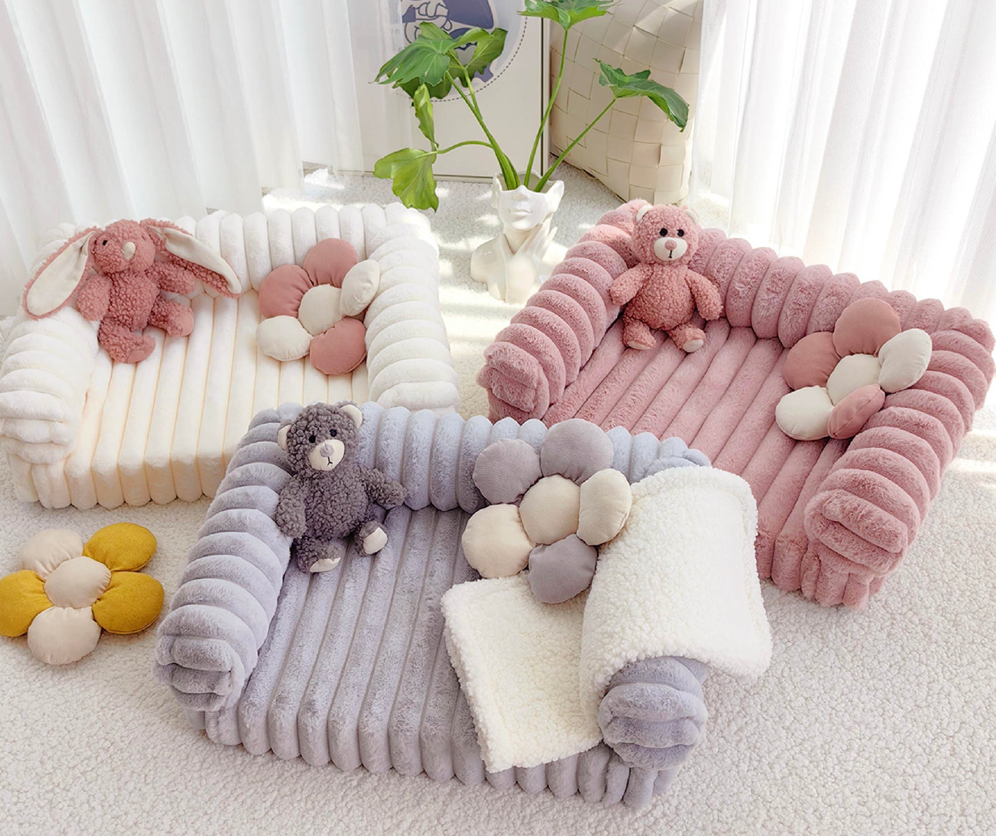Plush sofa pet bed