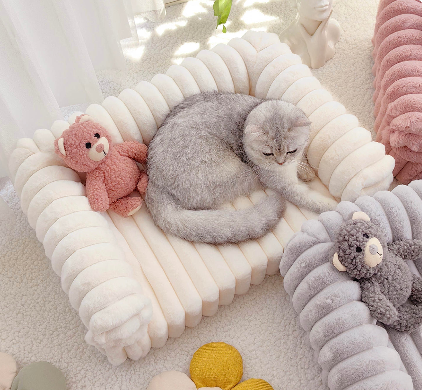 Plush sofa pet bed