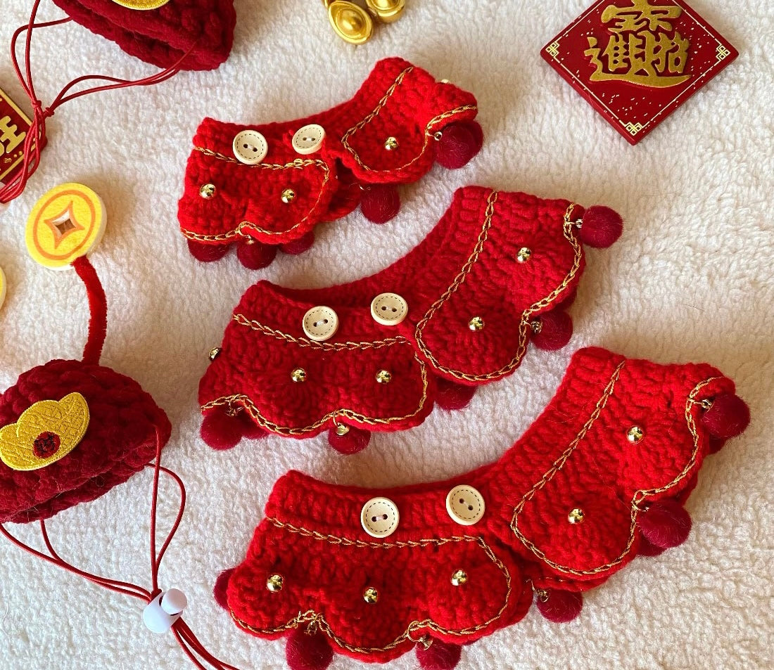 Pet knitted collar hat set