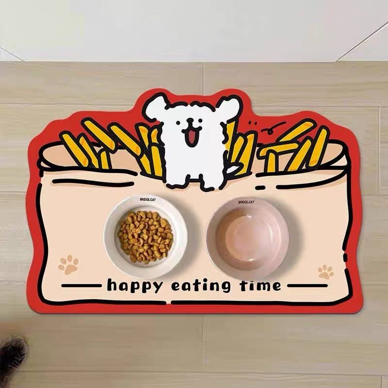 Cute fries pet food mat