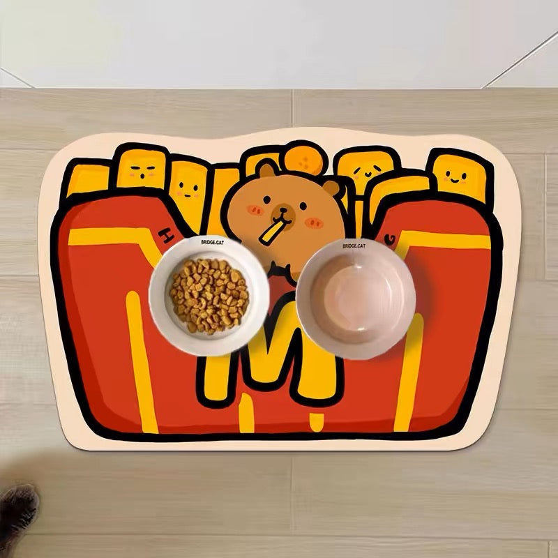 Cute fries pet food mat