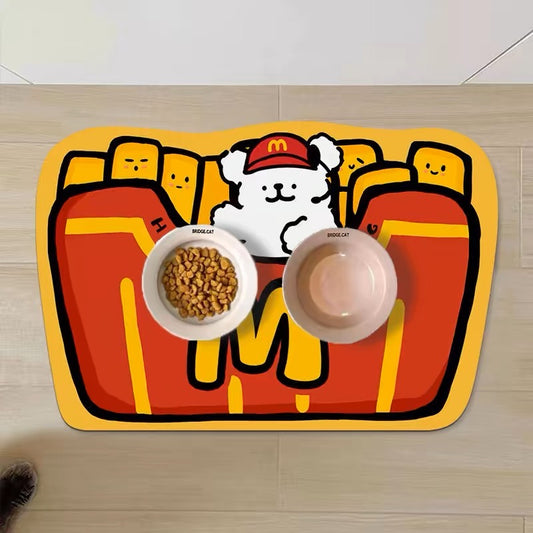 Cute fries pet food mat