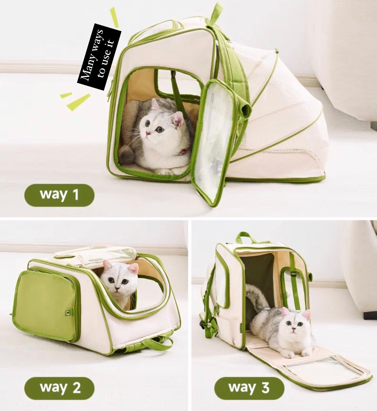 Expandable pet backpack