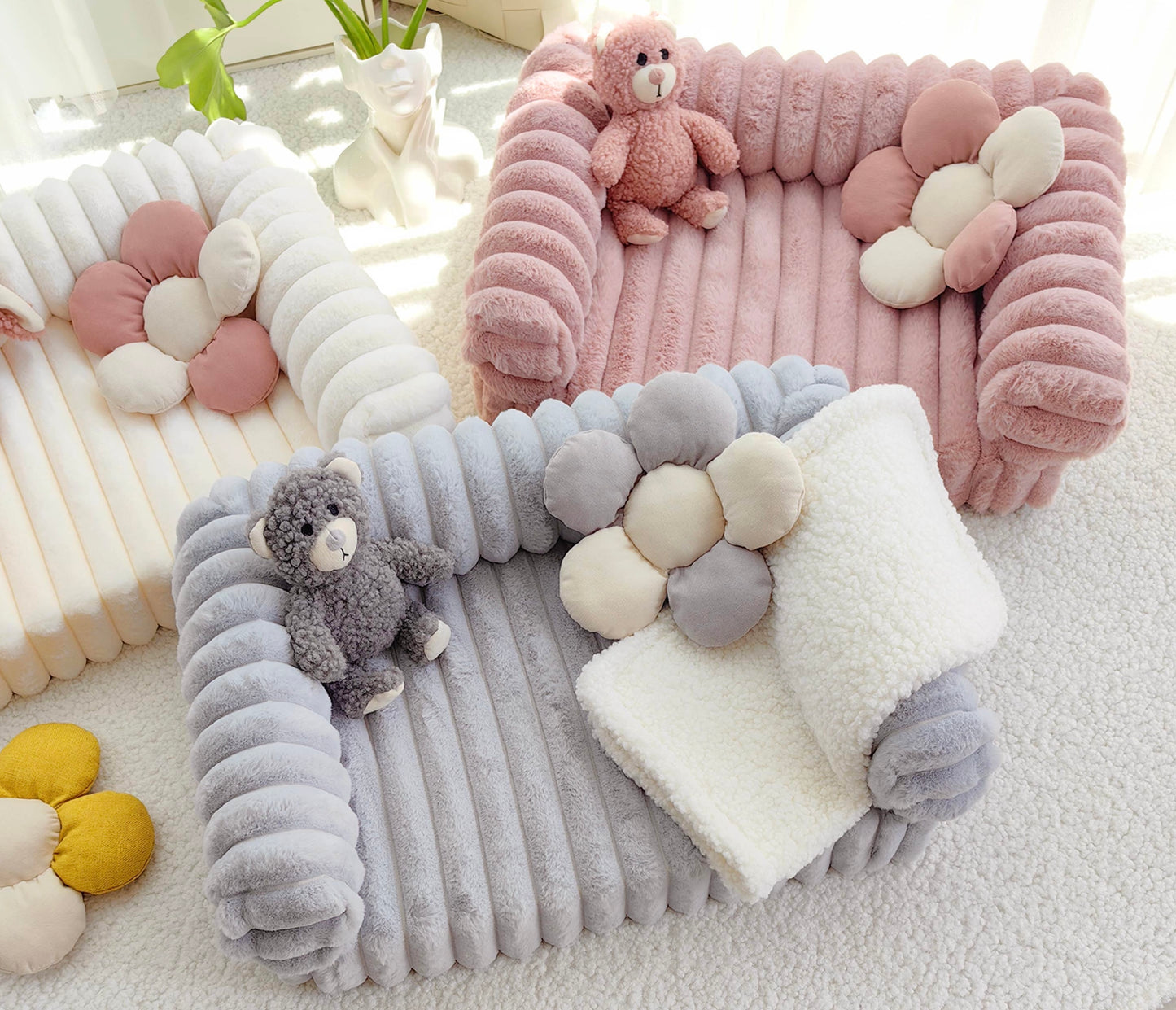 Plush sofa pet bed