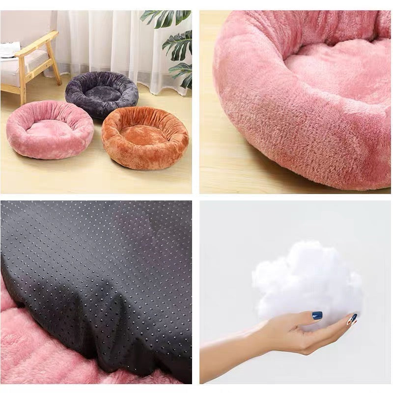 Round and fluffy pet bed