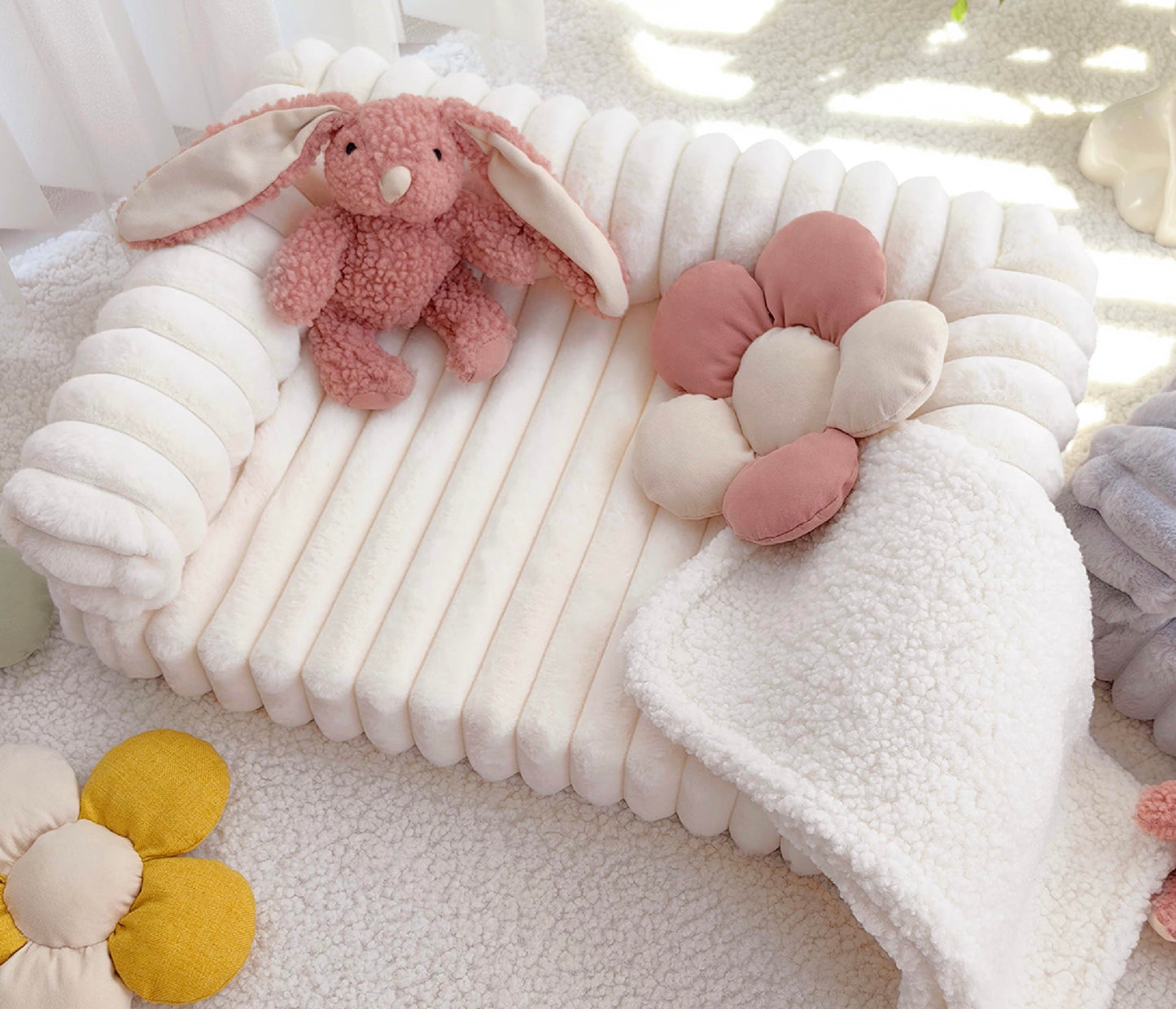 Plush sofa pet bed