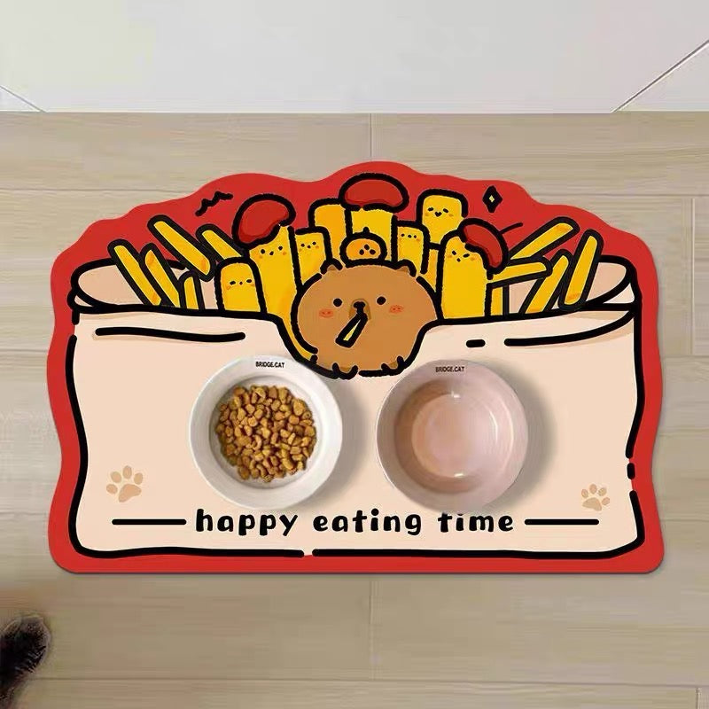 Cute fries pet food mat