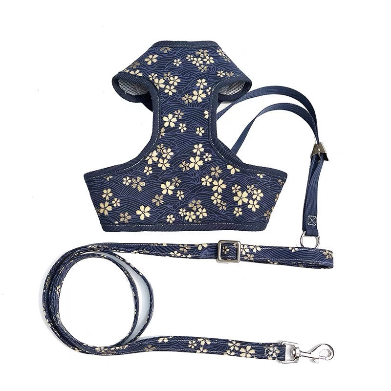 Elegant floral pet harness set