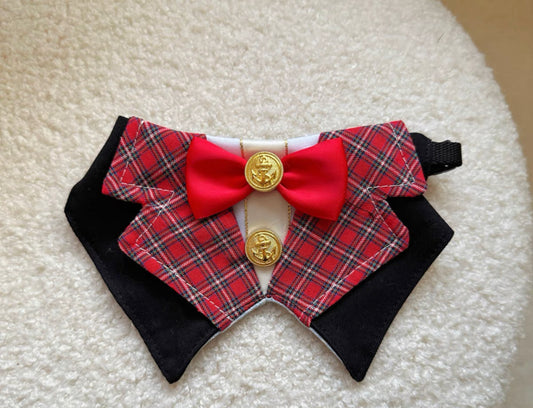 Classic plaid tuxedo collar